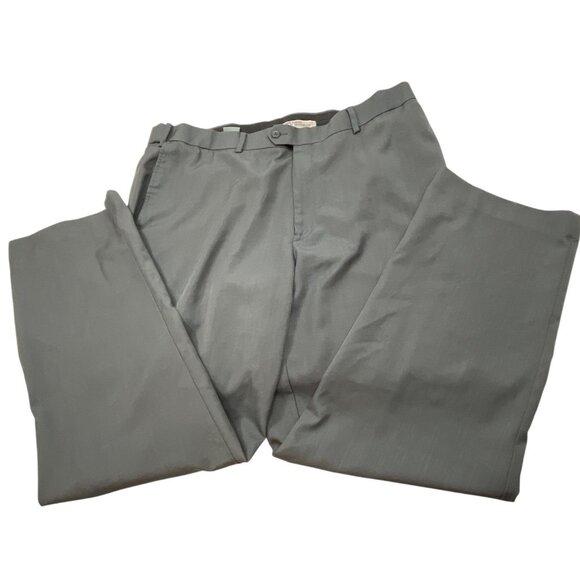 Savane Mens Gray Dress Pants 40x32 Flat Front Polyester Adjustable Waist 38a - Picture 1 of 7